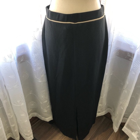 🎄Cafe au lait black maxi skirt  casual tie waist M - Picture 3 of 9